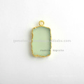 Feito à mão em Micron Gold Sterling Silver Bezel Conector e Charme Natural Best Quality Green Calcedonia Gemstone Bezel Charm